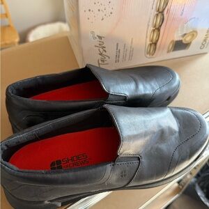 Shoes For Crews Men's Black Leather Slip-Ons